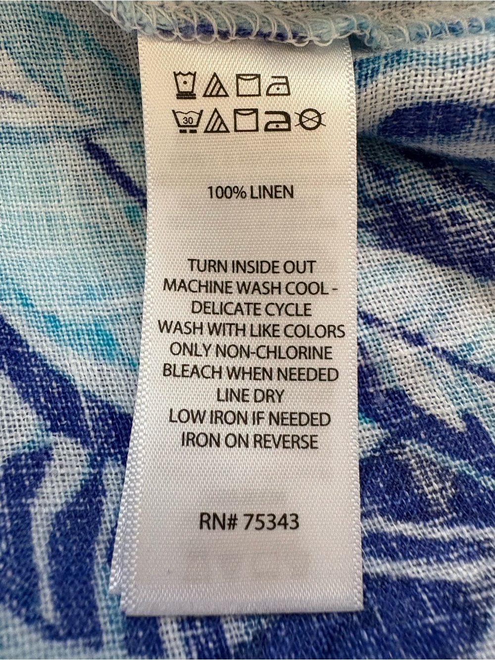 Sigrid Olsen 100% Linen Blue Tropical Palm Leaf Sleeveless Shirt Dress Medium - Picture 6 of 8